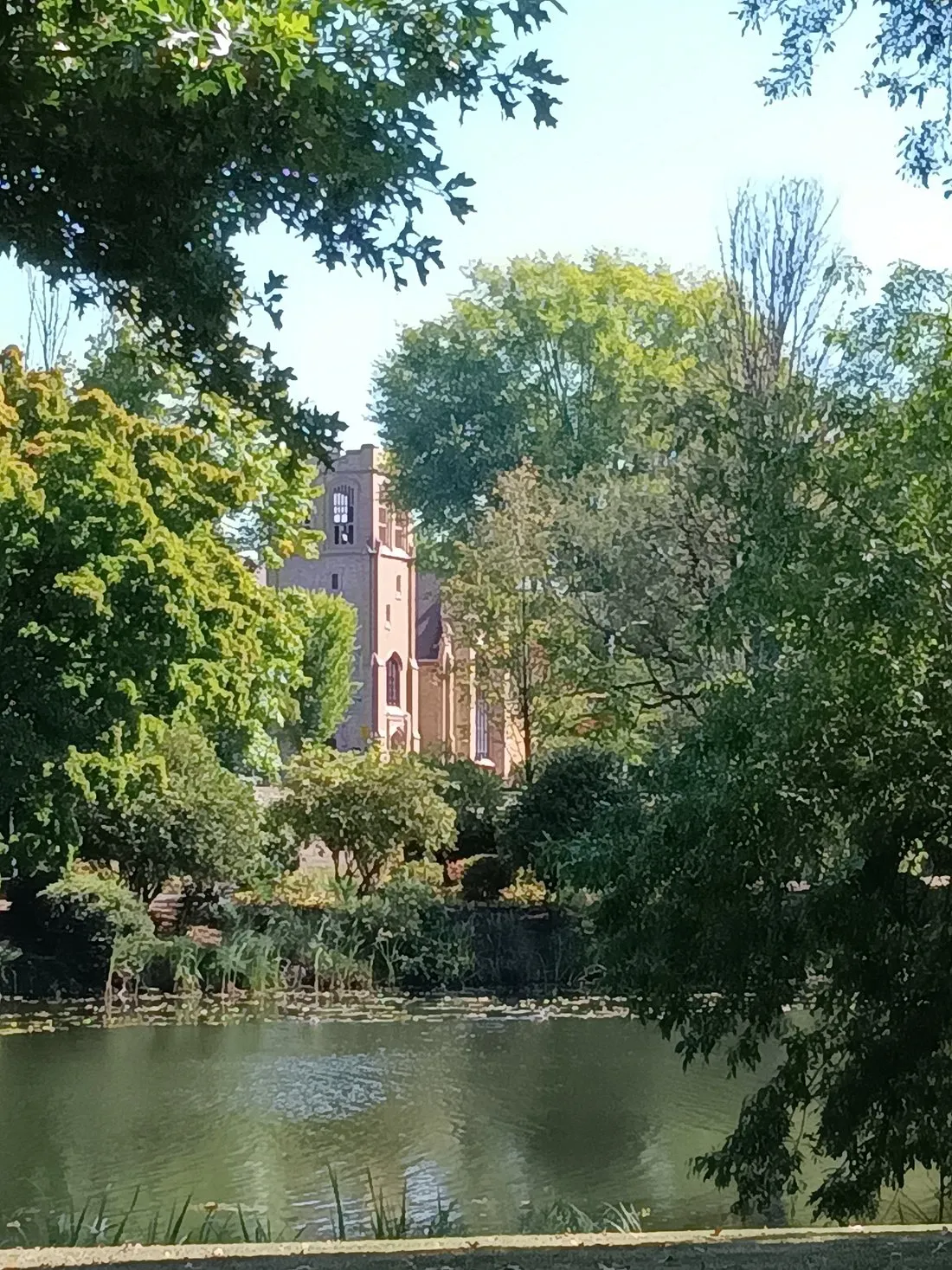 Autumn colors at church lake in Longview, Washington